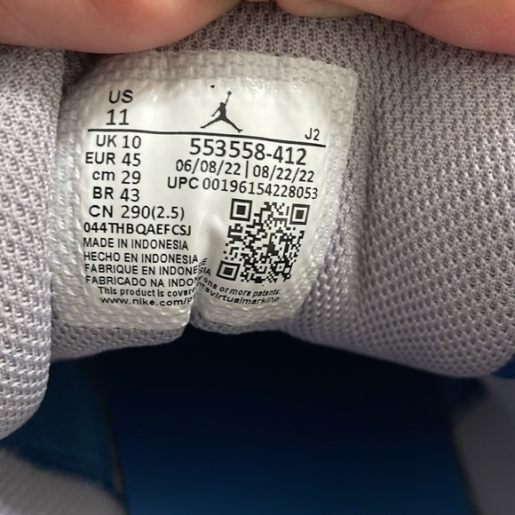 Nike Jordan 1 Low True Blue Cement Size Mens 9 US - Picture 5 of 7